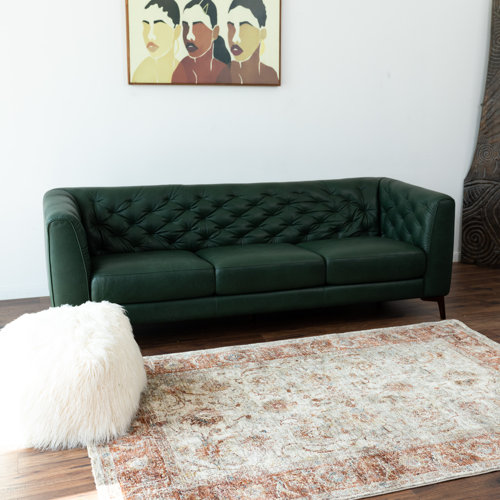 Steelside™ Kaylie 90" Modern Luxury Genuine Leather Comfy Couch Wayfair